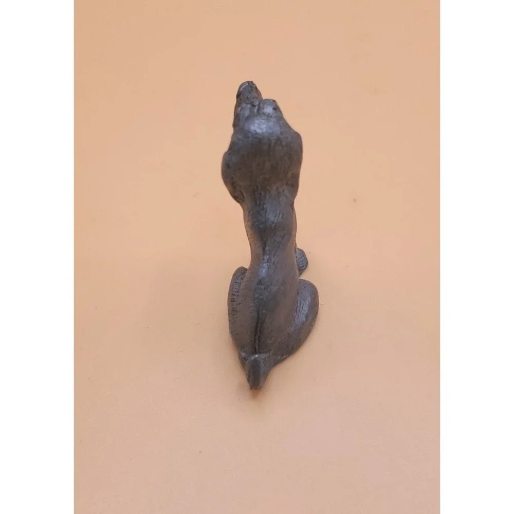 Vintage Signed 1990 Shadow Hound Dog Pewter Mini Figurine. Hunting Dog Keepsake